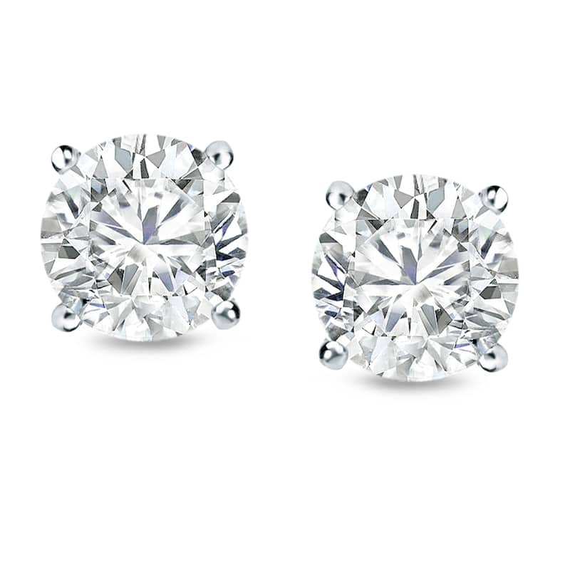 Auriya 2 carat TW Certified Round Diamond Stud Earrings 14k Gold Locking Back - H-I, SI1-SI2