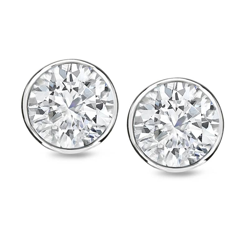 14k Gold 1 2/5ct TDW Round Diamond Bezel Stud Earrings by Auriya (H-I, SI1-SI2)