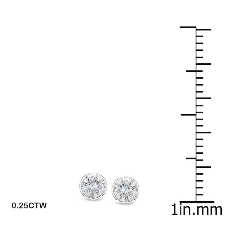 14k Gold 1/4ct TDW Round Diamond Bezel Stud Earrings by Auriya
