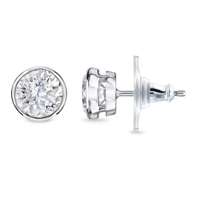 14k Gold 1/4ct TDW Round Diamond Bezel Stud Earrings by Auriya
