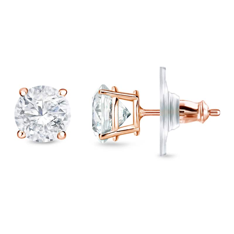 14k Gold 1/2ct TDW Locking Back Round Diamond Stud Earrings by Auriya ( H-I, SI1-SI2)