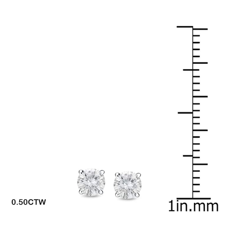 14k Gold 1/2ct TDW Locking Back Round Diamond Stud Earrings by Auriya ( H-I, SI1-SI2)