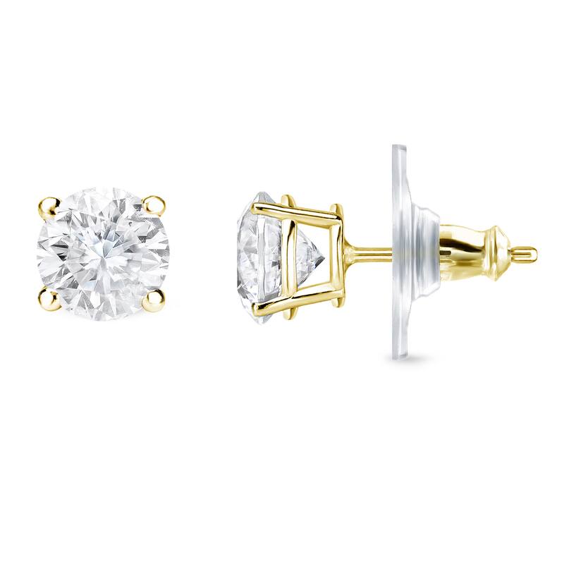 14k Gold 1/2ct TDW Locking Back Round Diamond Stud Earrings by Auriya ( H-I, SI1-SI2)