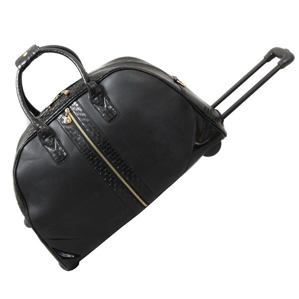 Hang Accessories Black Textured Braid Weekender Rolling Upright Hang Accessories Black Textured Braid Weekender Rolling Upright Duffel Bag