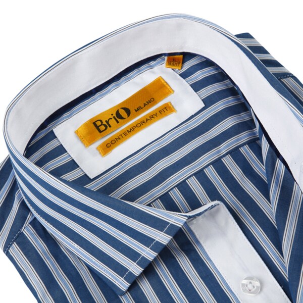 blue and white striped dress shirt mens