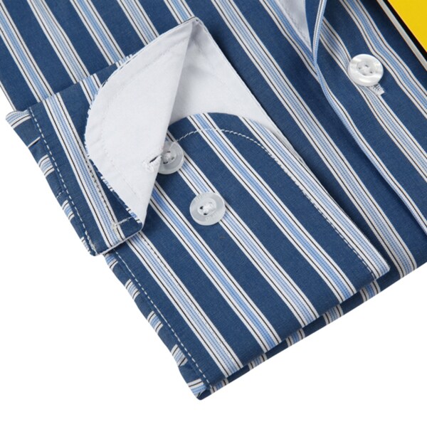 mens blue and white striped dress shirt