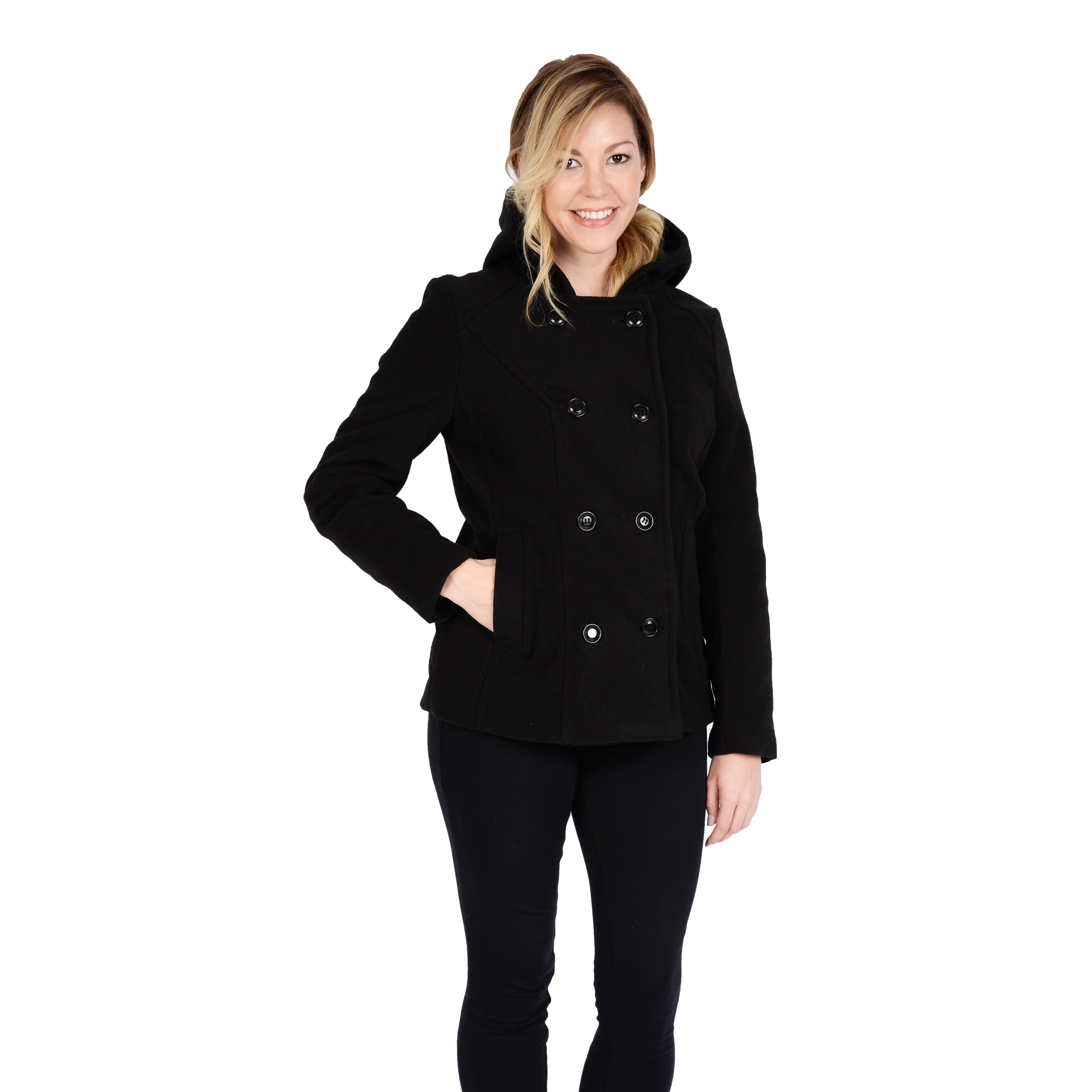 Hooded pea coat on sale womens