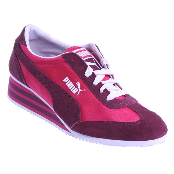 red puma wedge sneakers