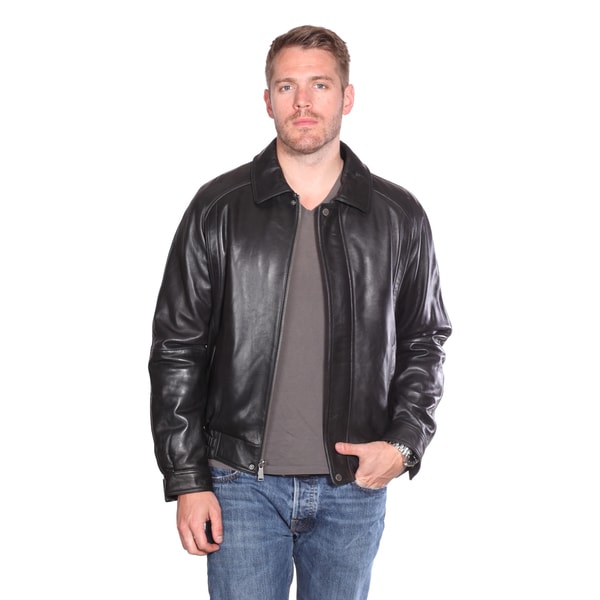 Shop Men's 'Easton' Leather Bomber Jacket - Free Shipping Today ...