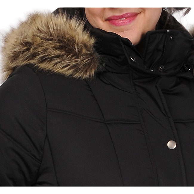 ladies full length padded coat with hood