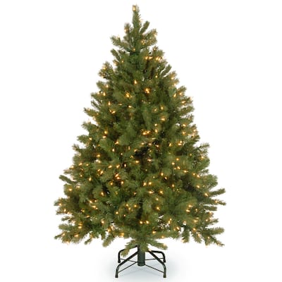 Feel-Real Down Swept Douglas Fir 4.5-foot Hinged Tree w/ Clear Lights