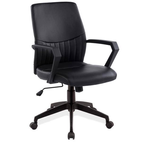 KD Furnishings Black Faux Leather Office Arm Chair Overstock 9562090