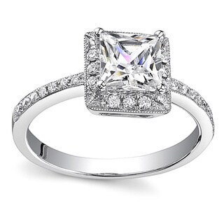 18k White Gold 1ct TDW Certified Princess Diamond Engagement Ring ...