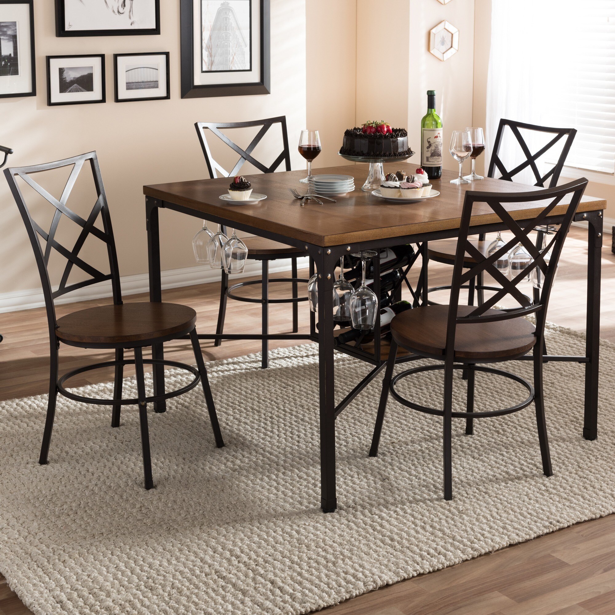 Shop Baxton Studio Anna Vintage Industrial 5-piece Dining Set - Free