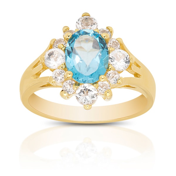 Dolce Giavonna Goldplated Sterling Silver Gemstone and Diamond Accent