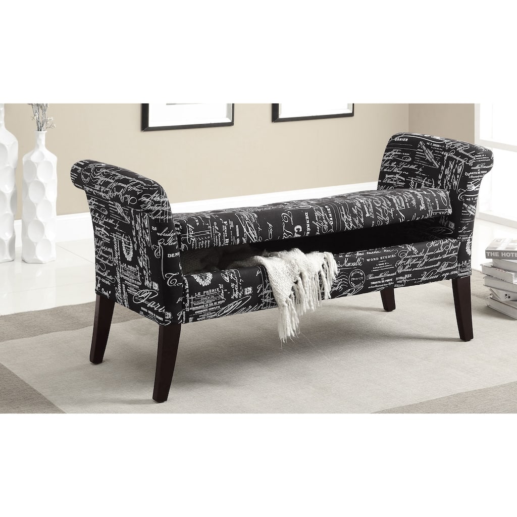 Alicia Script fabric Storage Bench