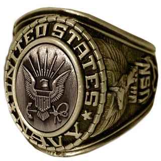 Antiqued Goldtone United States Navy Insignia Ring