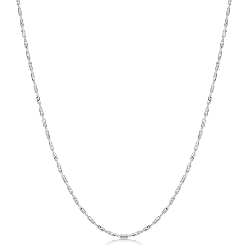 Fremada Sterling Silver 1.5-mm Diamond-cut Bar Link Necklace (16 - 36 inches) - 16 Inch