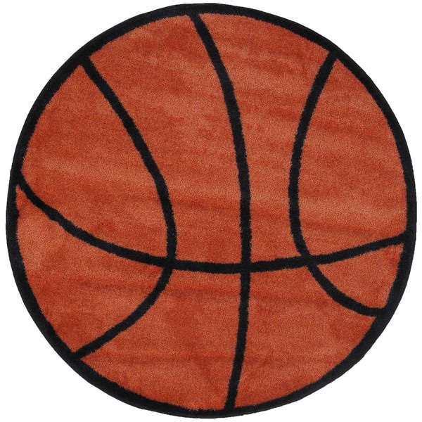 Kids Novelty Orange Basketball Accent Rug - 3'2" Round
