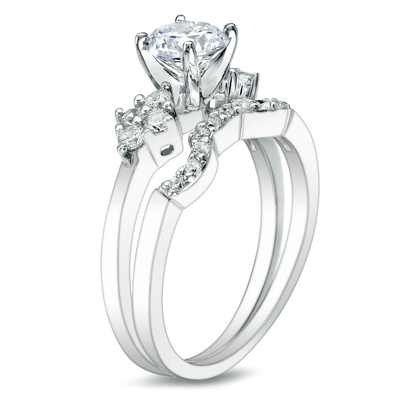 Auriya 14k Gold 1ctw Classic Round Diamond Engagement Ring Set