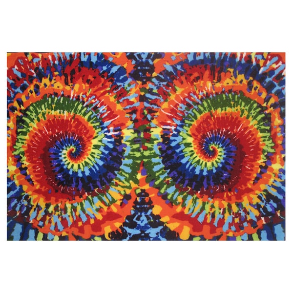 Shop TieDye Multicolor Nylon Accent Rug (3'3 x 4'8) Free Shipping