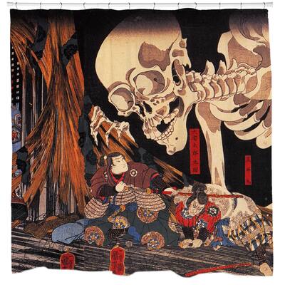 Mitsukini 'Defying the Skeleton' Shower Curtain - Beige