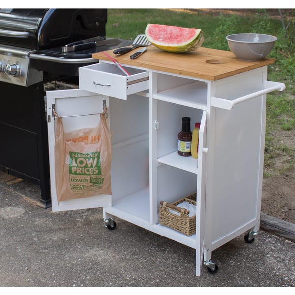 Nordic Furniture Butcher Block Rolling Kitchen and BBQ Workstation ...