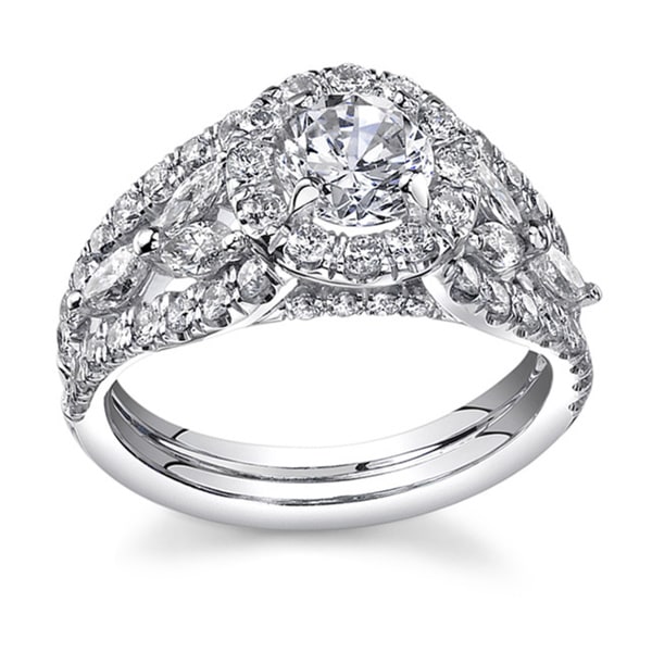 18k White Gold 2 1/5ct TDW Certified Diamond Ring (H I, SI1 SI2