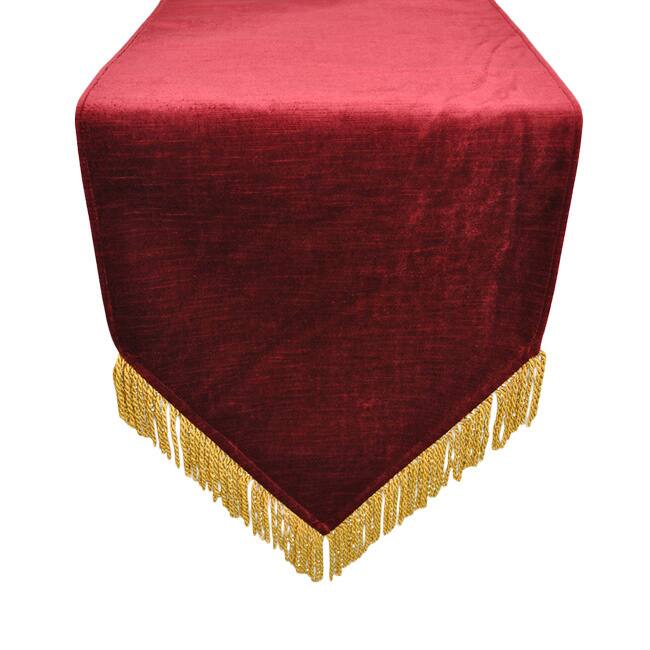 Austin Horn Classics Hamburg Velvet Red Gold Bullion Luxury Table Runner - 13 x 72