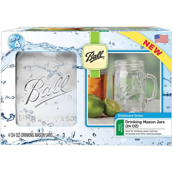 Ball Drinking Mug 24-ounce Wide Mouth Jars (Set of 4) - Bed Bath & Beyond -  9564203