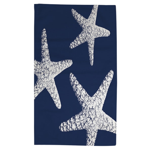 Nautical Nonsense White Blue Starfish Rug 4' x 6' Free Shipping