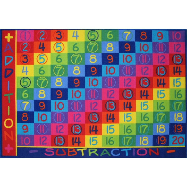 Addition and Subtraction Multi-colored Area Rug (8' x 11') - Multi - 8' x 11'