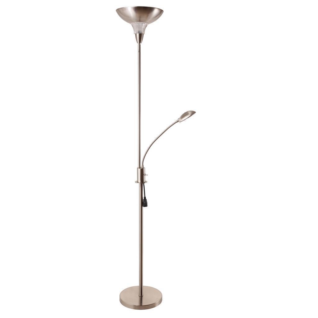 Task Torchiere 2 Light Floor Lamp With Gooseneck Style Reading Led Light