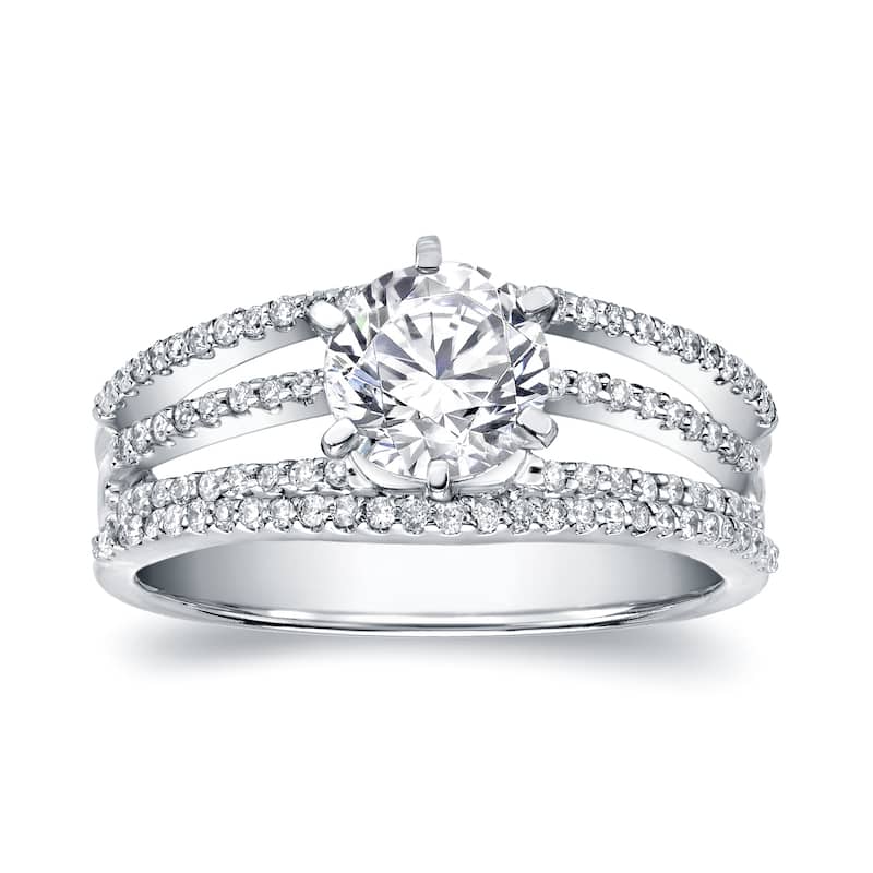 Auriya 14k Gold 1 1/6ctw Round Diamond Engagement Ring - White