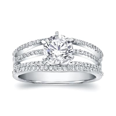 Auriya 14k Gold 1 1/6ctw Round Diamond Engagement Ring - White