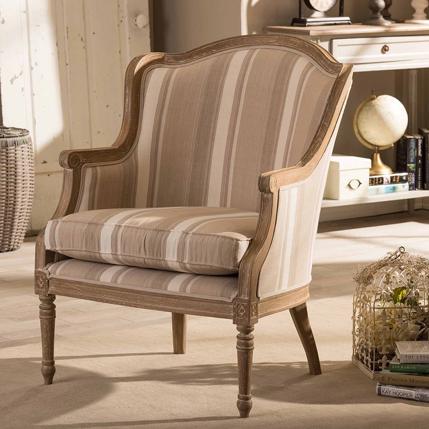 Shop Traditional French Beige Fabric Accent Chair By Baxton Studio