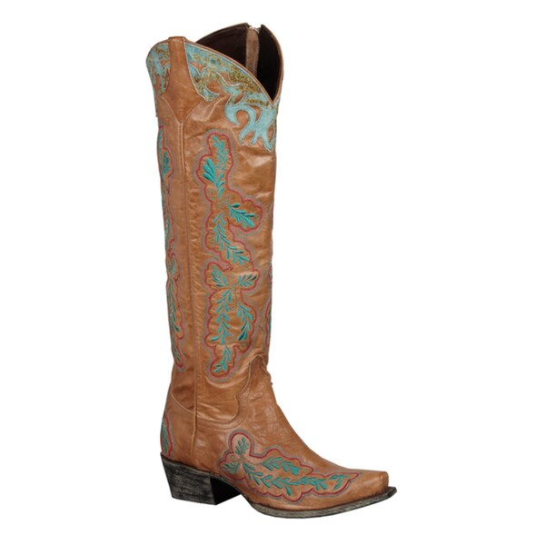 ladies tan leather boots size 5