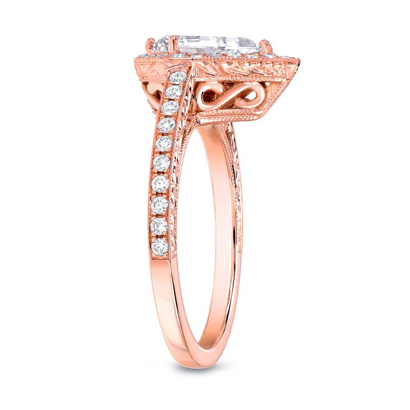 Auriya 18k Rose Gold 1 1/4ct TDW Diamond-shaped Halo Engagement Ring
