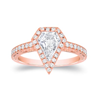 Auriya 18k Rose Gold 1 1/4ct TDW Diamond-shaped Halo Engagement Ring