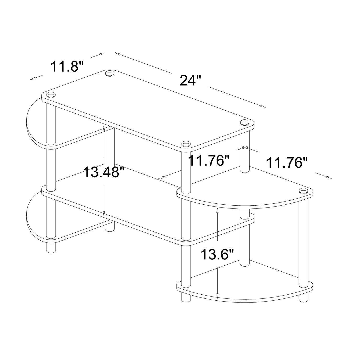 Baxton Studio Orbit Triple Tier TV Stand As Is Item