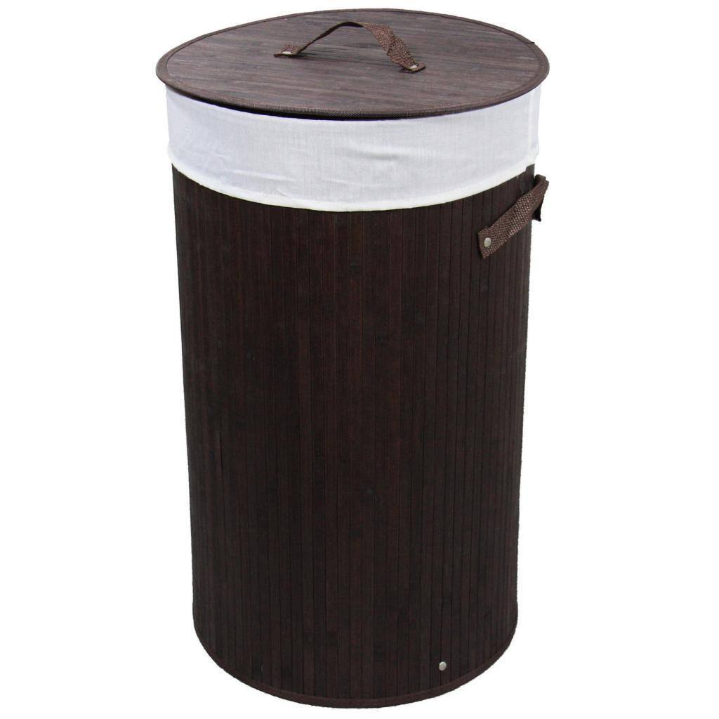 Round Folding Bamboo Laundry Basket with Handles