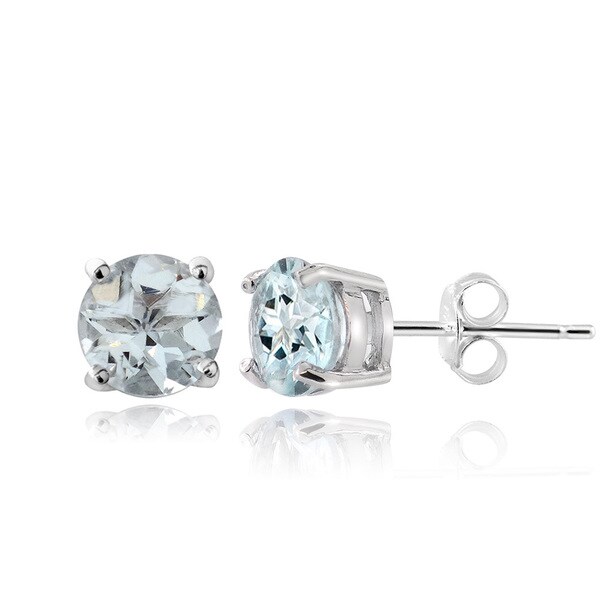 Glitzy Rocks Sterling Silver 1 4 5ct Aquamarine Stud Earrings Glitzy Rocks Sterling Silver 1 4 5ct Aquamarine Stud Earrings