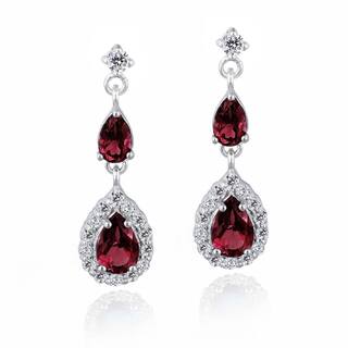 Ruby Dangling Earrings Find Great Jewelry Deals Ping At Glitzy Rocks Sterling Silver Created Gemstone And Cubic Zirconia Teardrop Earrings