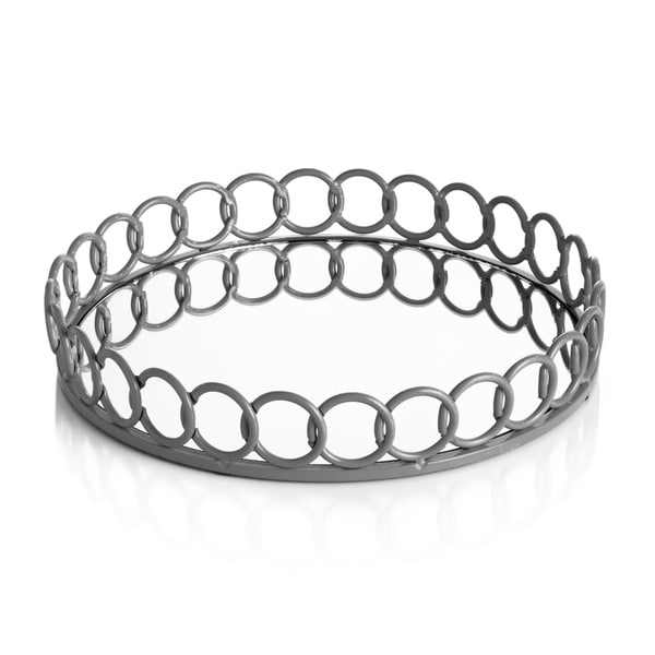 Shop Looped Mirrored Round Grey Tray Free Shipping On Orders Over 45