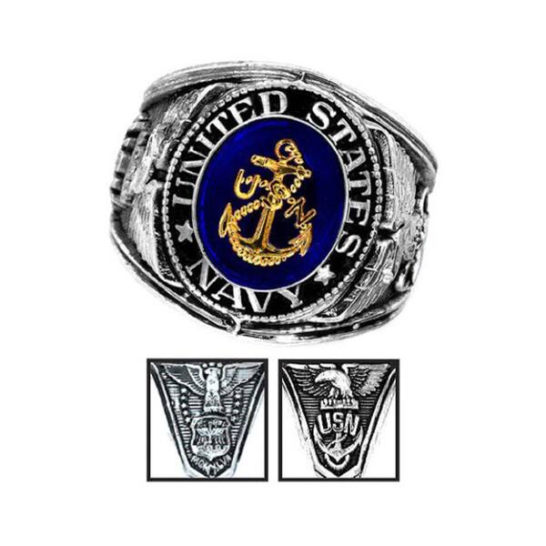 Shop Silvertone Us Navy Deluxe Engraved Ring Overstock 9565249
