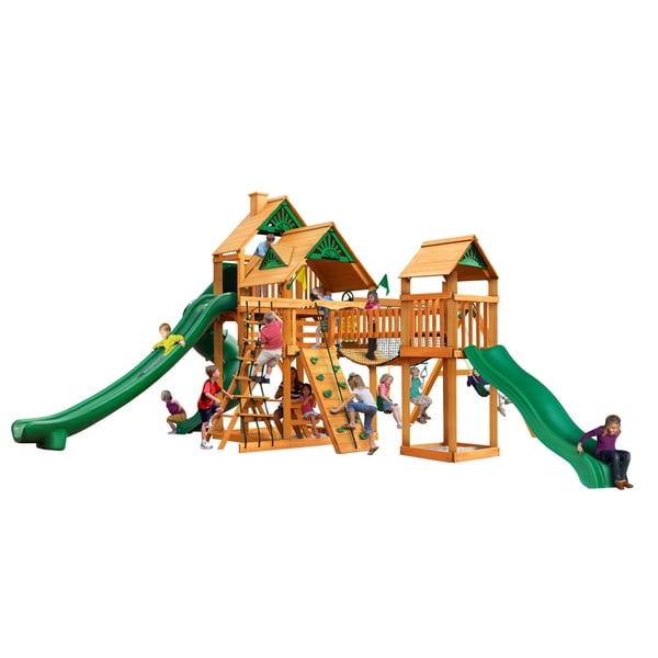 Gorilla Playsets Treasure Trove Cedar Swing Set with Natural Cedar Posts