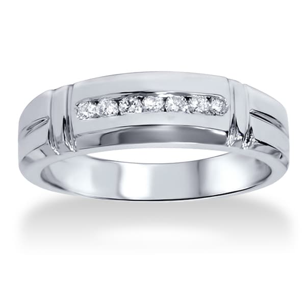 Bliss 14k White Gold 1/3ct TDW Mens Channel Set Diamond Wedding Band