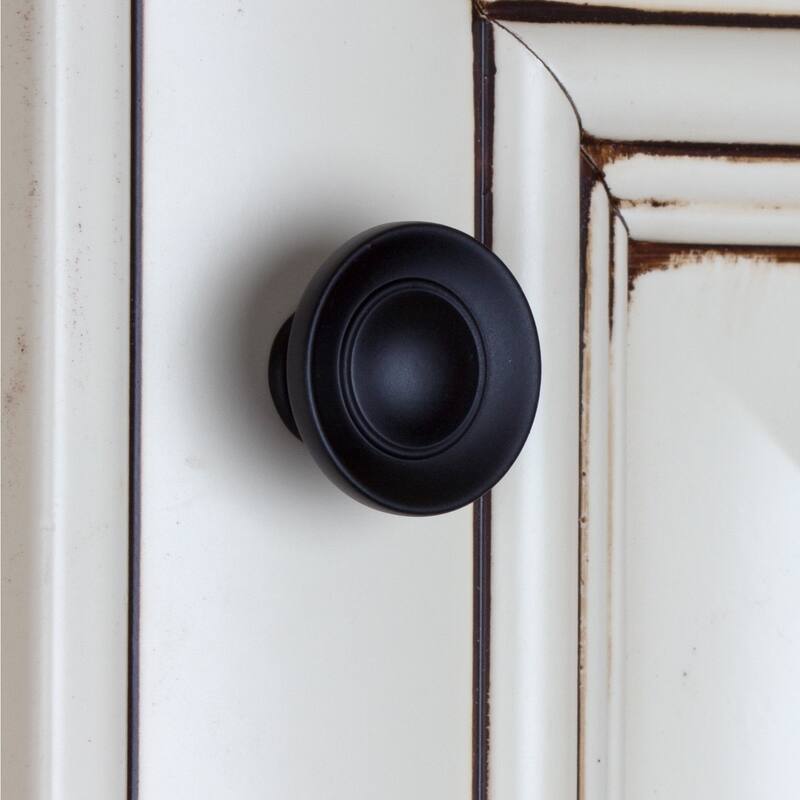 GlideRite 1-inch Matte Black Small Round Ring Button Cabinet Knobs (Pack of 25)