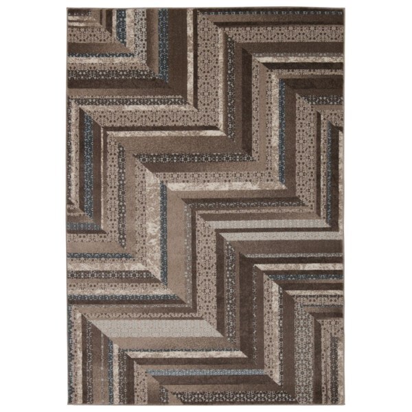 Rug Squared Calistoga Mocha/ Blue Rug (7'10 x 10'6) - 7'10" x 10'6"