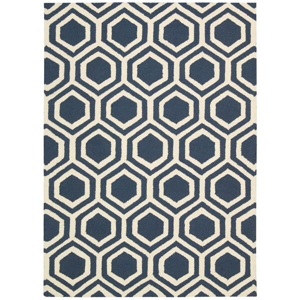 Rug Squared Laredo Blue/ Ivory Rug (7'6 x 9'6) - 7'6" x 9'6"